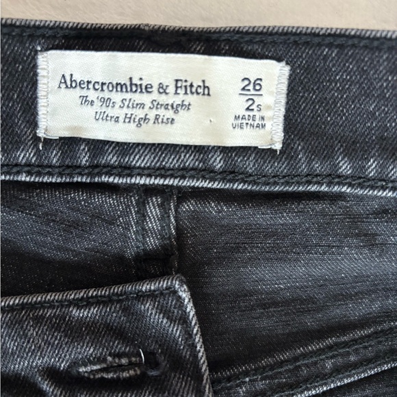 Abercrombie & Fitch Jeans 90s Slim Straight Leg Ultra High Rise Dark GraySize 26 - Picture 10 of 12